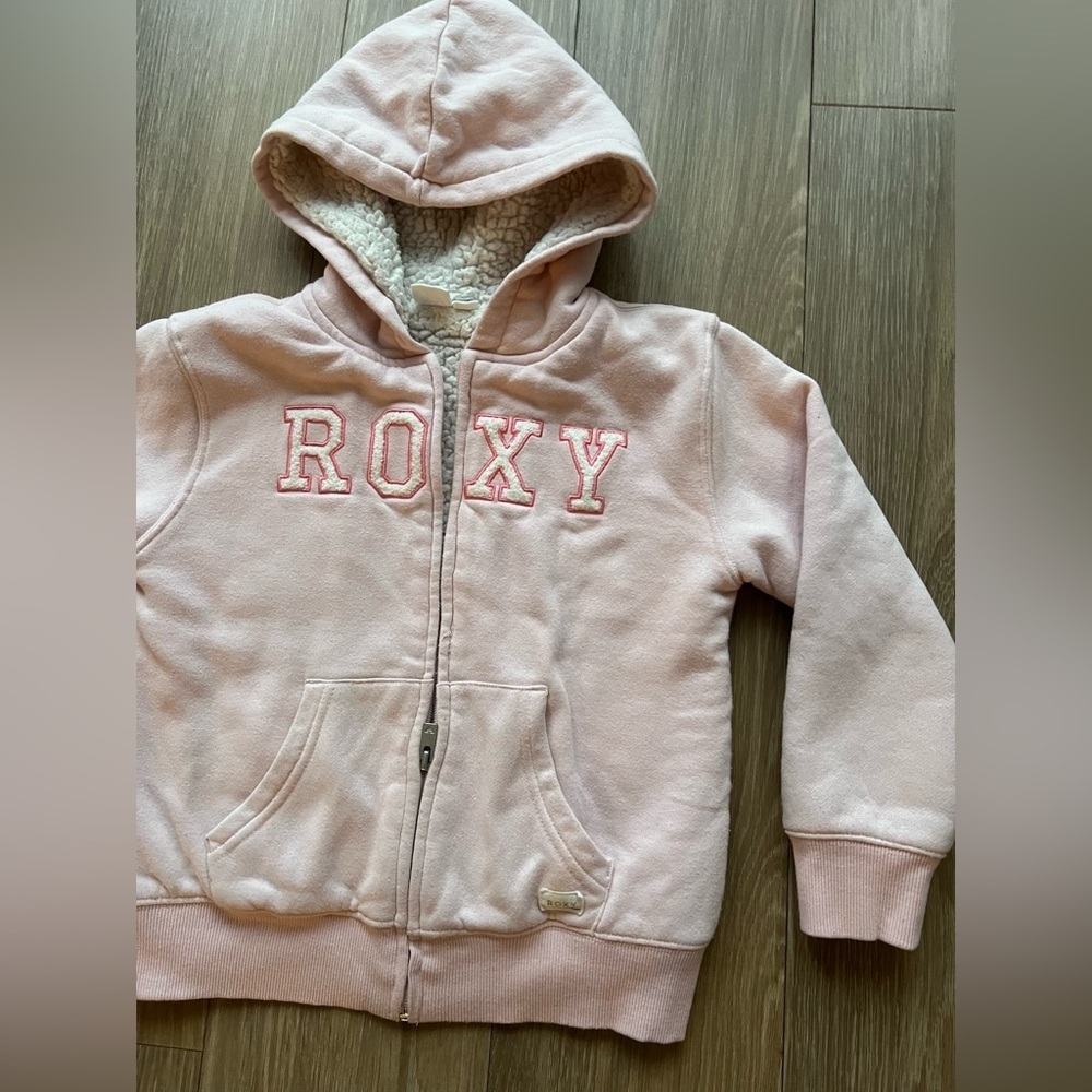 Roxy Light Pink Kids Zip-Up Hoodie Size Small - Picture 2 of 6